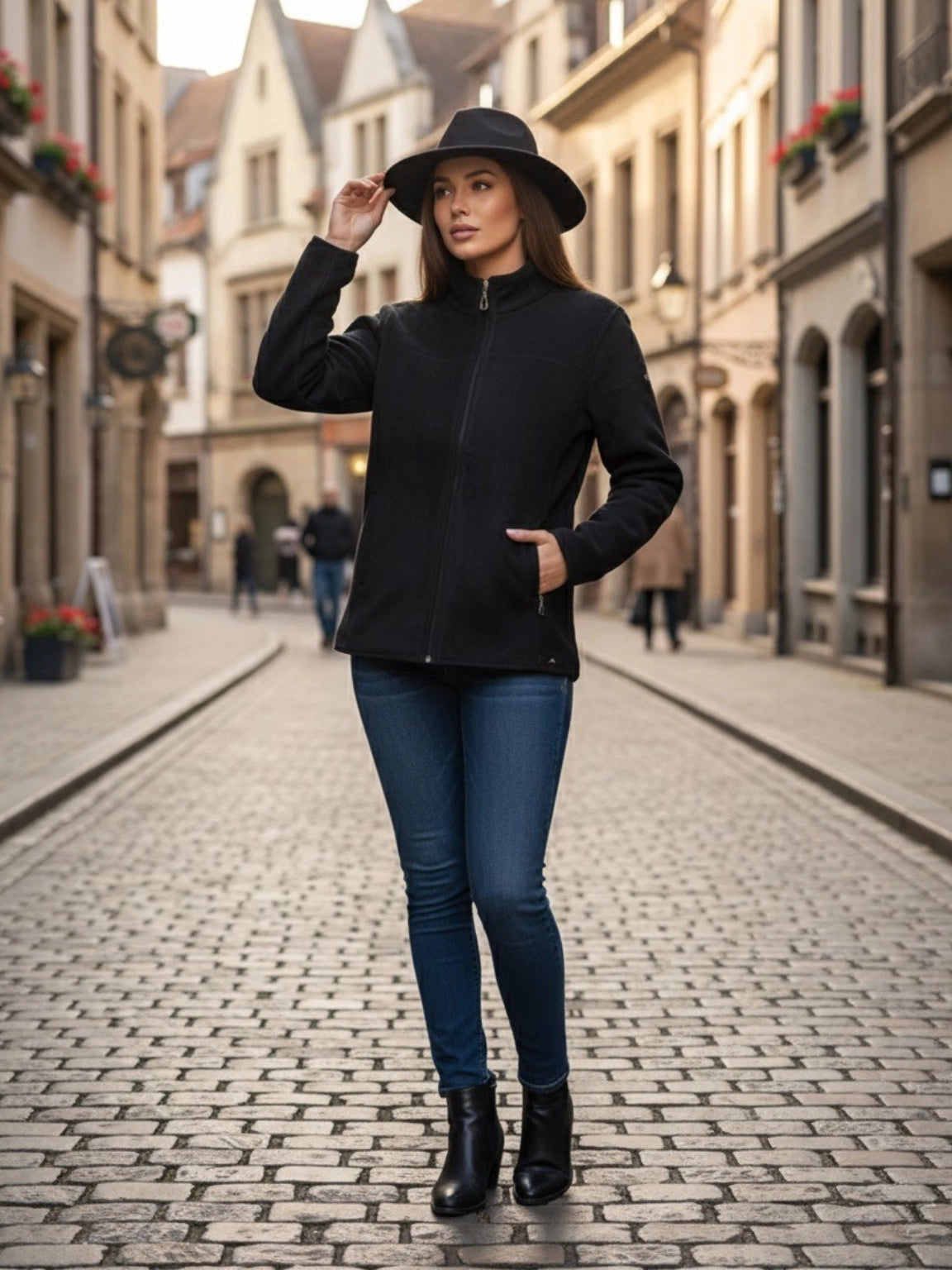 Classic Black Full-Zip Fleece Jacket