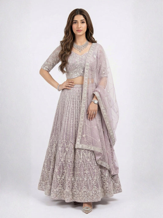 Lavender Radiance Heavily Embellished Lehenga Set