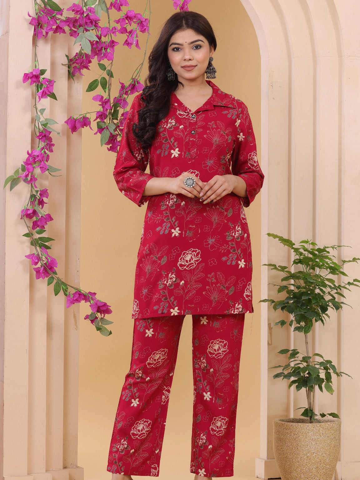 Cherry Red Floral Co-ord Set