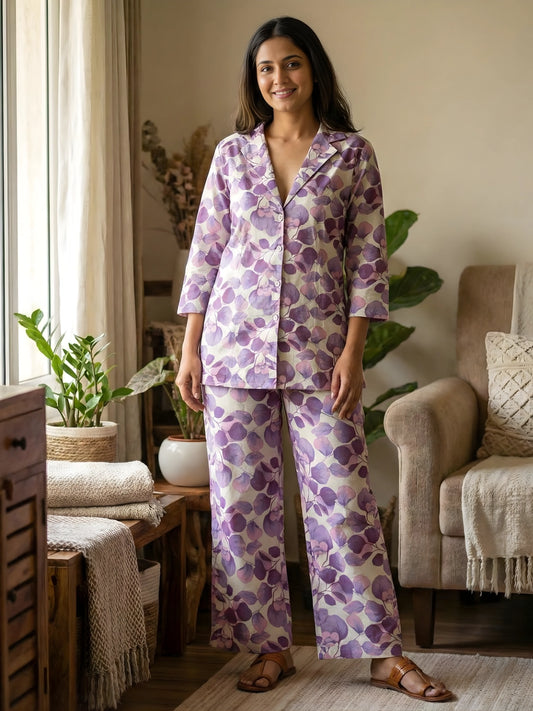 Lavender Leaf Print Co-Ord Set