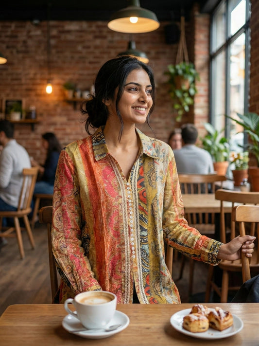 Multicolor Paisley Print Ethnic Fusion Shirt
