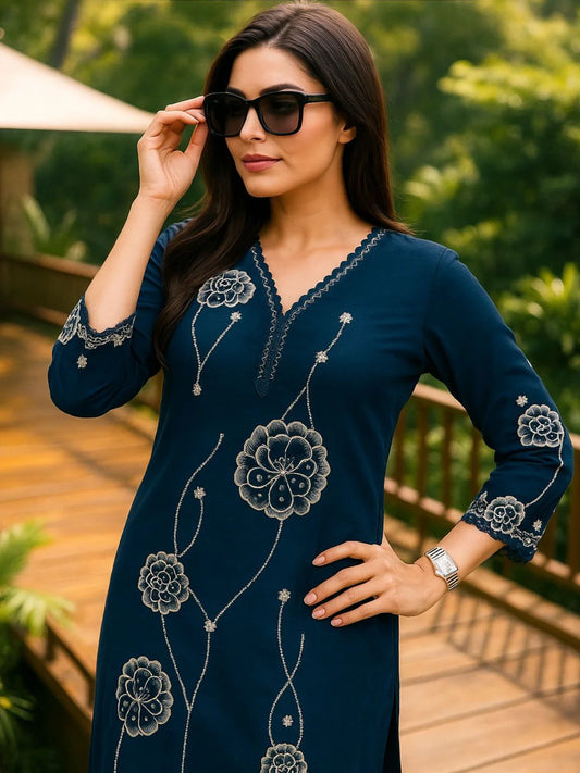 Midnight Bloom Kurti
