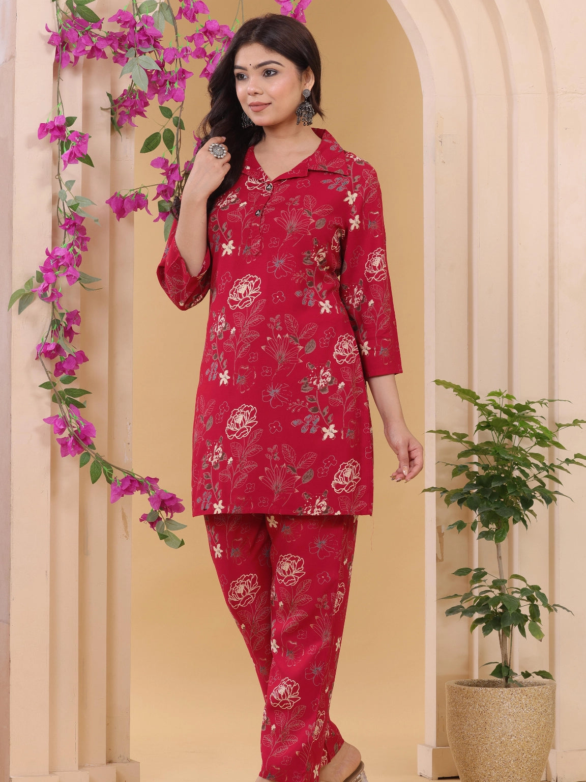 Cherry Red Floral Co-ord Set