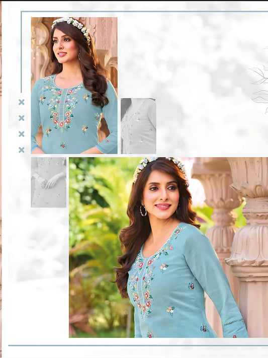Azure Blossom Kurti