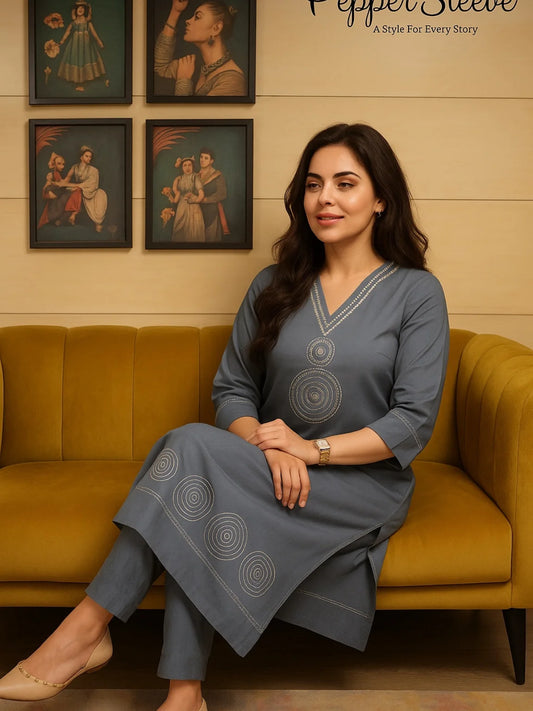 Serene Slate Blue Kurta Set