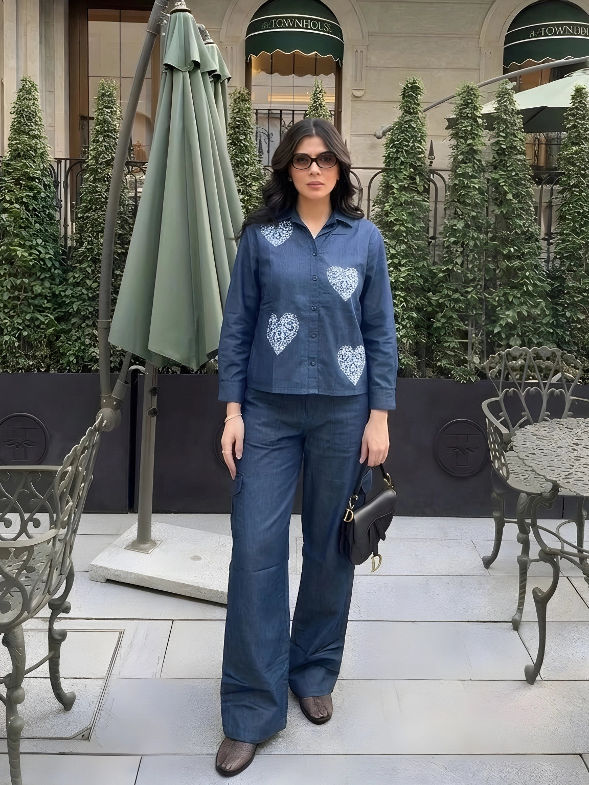 Blue Heart Embroidered Co-Ord Set