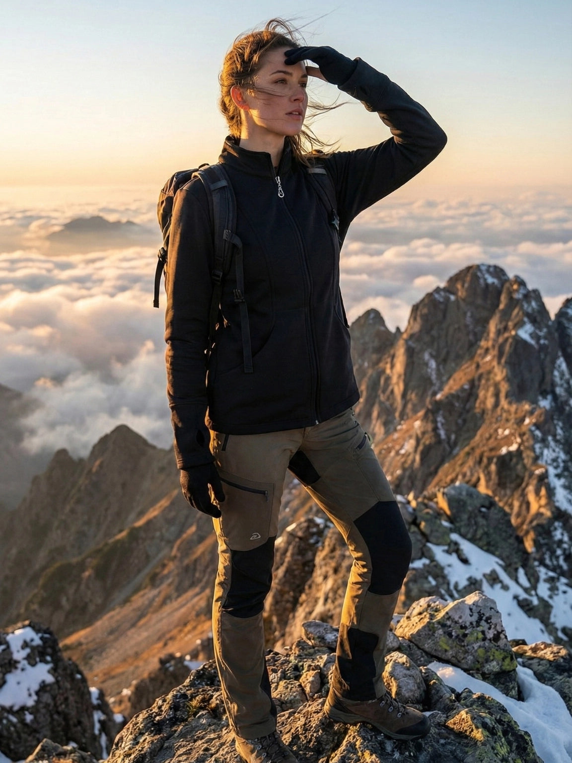 Jet Black Alpine Zip-Up Trekking Jacket