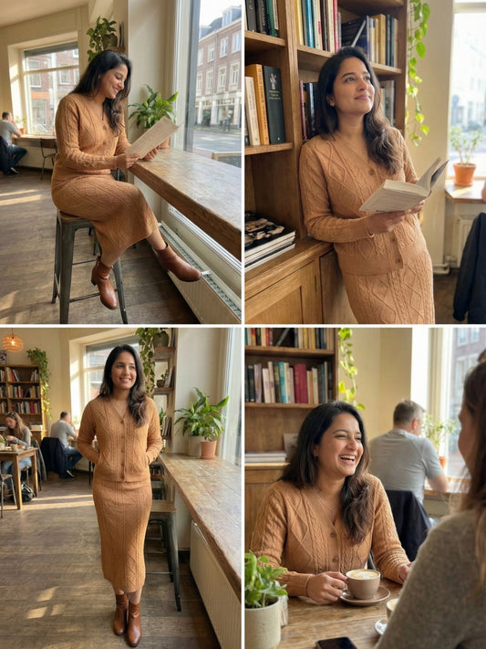 Camel Cable Knit Co-ord Set