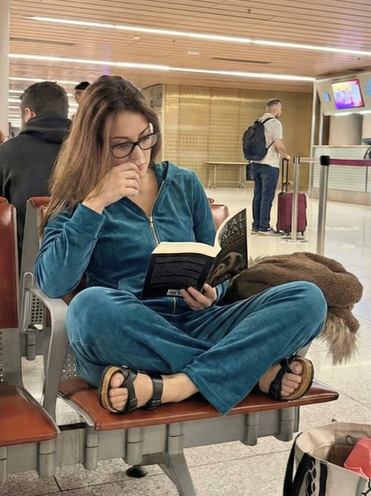 Teal Blue Zip-Front Hooded Co-Ord Set