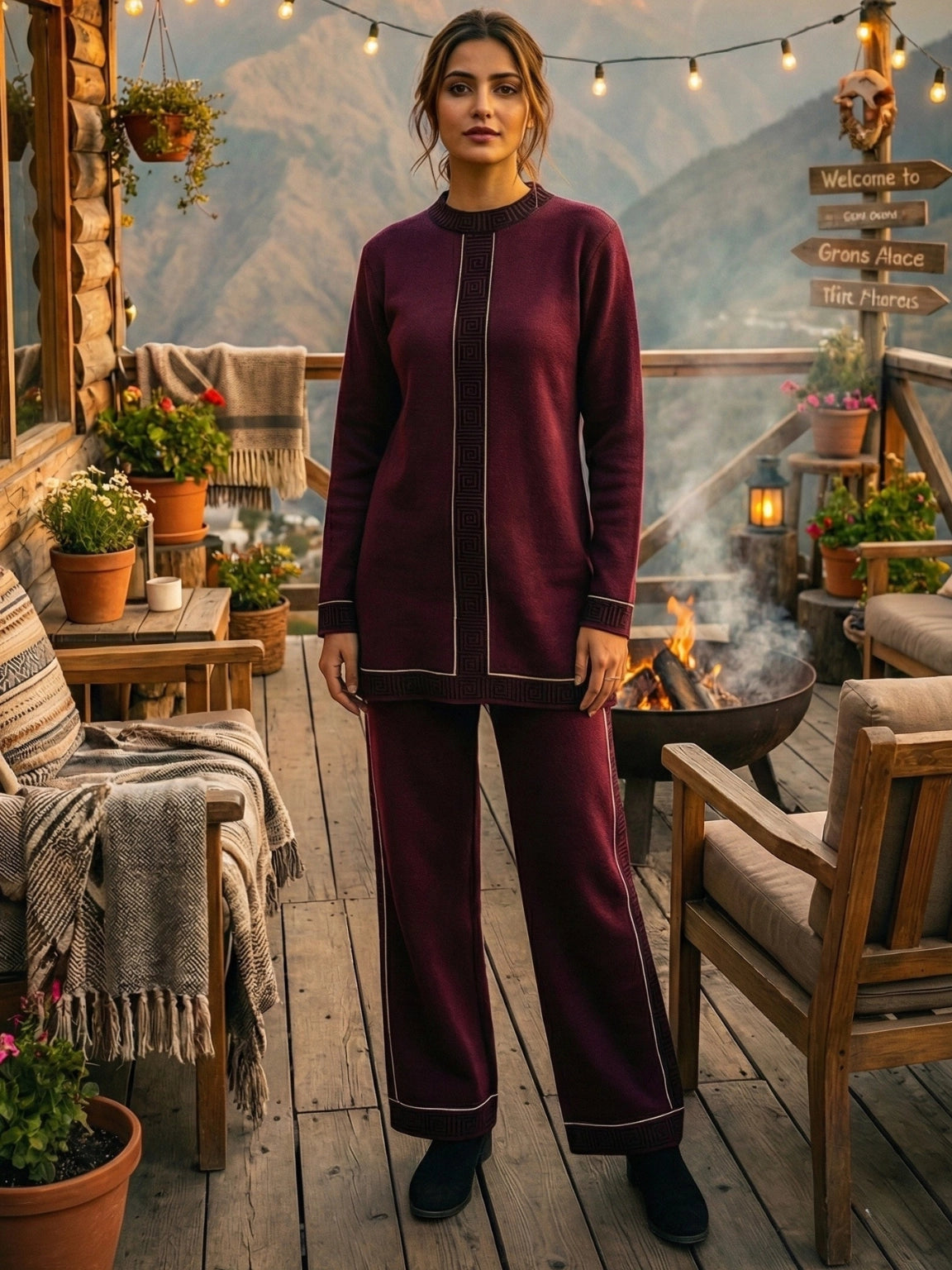 Jet Black Studded Detail Co-Ord Set