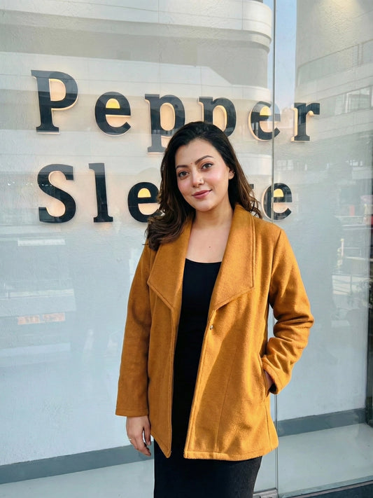 Mustard Yellow Classic Lapel Jacket