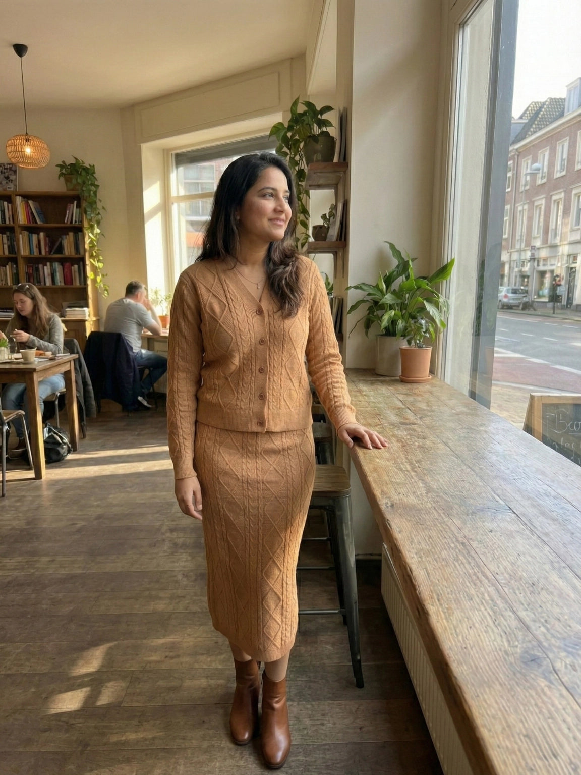 Camel Cable Knit Co-ord Set