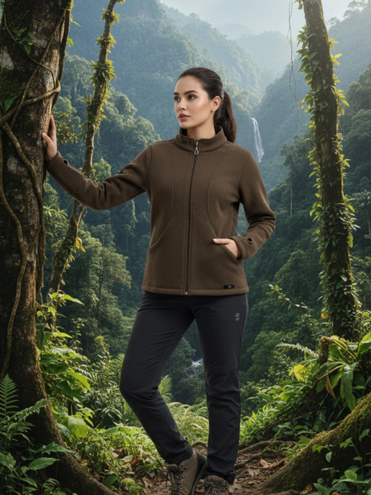 Outdoor Expedition Brown Woolen Fleece Jacket