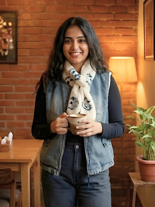 Reversible Cream & Blue Sleeveless Jacket