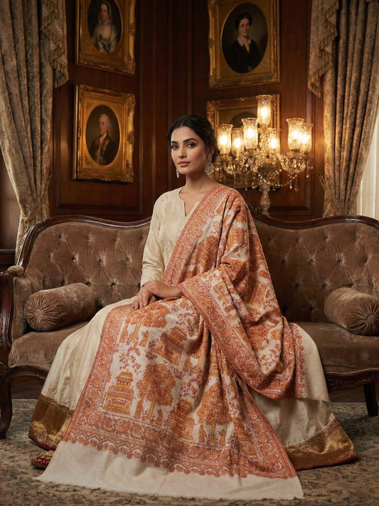 Cream & Rust Heritage Print Stole