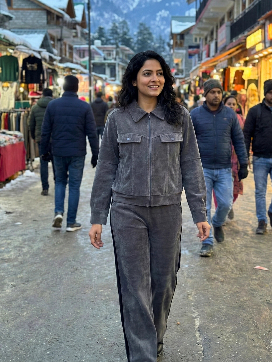 Charcoal Grey Zip-Up Winter Co-Ord Set