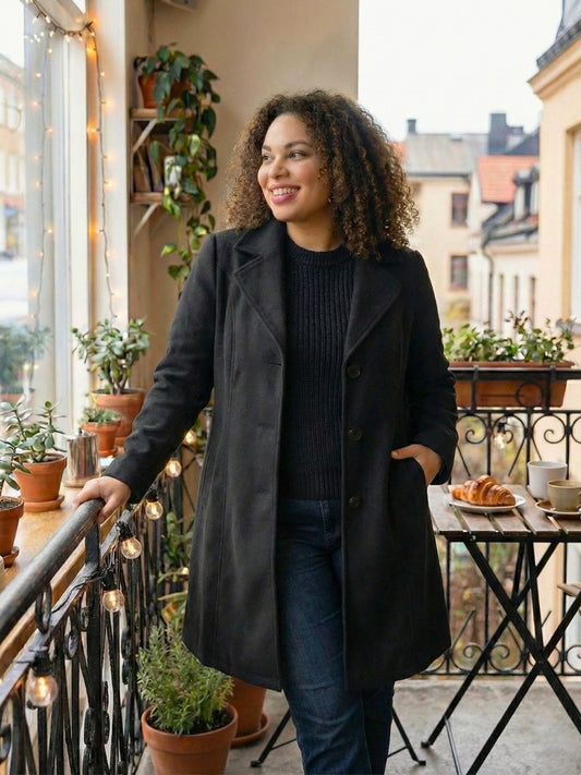 Black Single-Breasted Long Coat